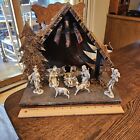 VINTAGE FONTANINI 10PC NATIVITY SET WHITE DEPOSE ITALY STABLE CRECHE - PREOWNED