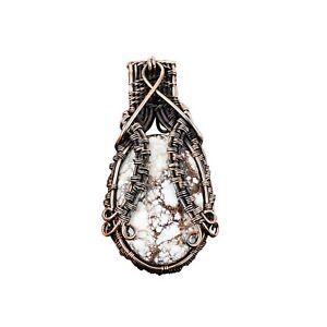 Wild Horse Magnesite Copper Gift For Briedsmaid Wire Wrapped Pendant 2.83