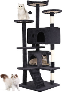 Multi-Level Cat Tree Tower: Indoor Furniture , Posts, Condo, Toys, Dark Gray