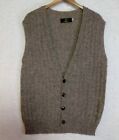 VTG Orvis 100% Wool Cardigan Vest Mens Small Beige Sleeveless Fisherman USA Made