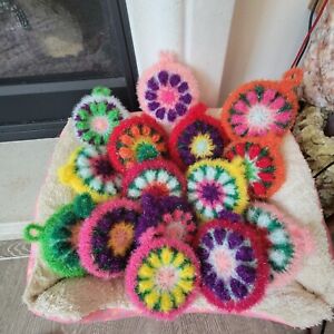 100% handmade Crochet scrubbies Dish Scrubber Polyster/Dish Cloth Flower Pattern