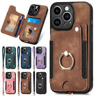 For iPhone 15 Pro Max 14 13 12 11 Magnetic Leather Wallet Case Stand Strap Cover