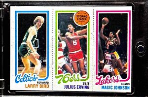 1980-81 Topps Larry Bird Julius Erving Magic Johnson Rookie #139 Authentic RC