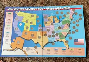 First State Quarters (1999-2008) Collectors Map Coins - Cpl Set (Puerto Rico)