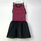 MidLee Pink & Black Striped Ballerina Style Dog Tutu Dress w/Tulle Skirt Sz XL