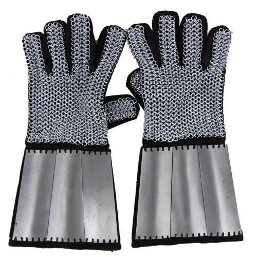 Knights Medieval Holy Land and Defender Chainmail Gauntlets Armor with Plates