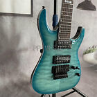 Blue Quilted Maple Top 7 String Electric Guitar Rosewood Fretboard HH Pickup