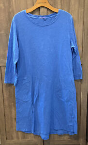 Fresh Produce Large Midi Dress 3/4 Sleeves Blue Cotton