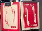 New Sealed Vintage 70s Mid Century TWA Airlines Playing Cards Two Packs