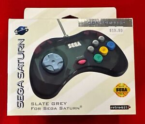 Retro-Bit Official Sega Saturn Controller Pad Original Port Slate Grey New