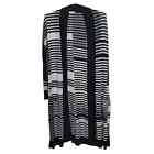 VINCE Striped Intarsia Cardigan Size S Small Merino Wool  Open Front Longline