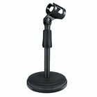 Adjustable Desktop Microphone Stand Mini Round Base Foldable with Mic Clip