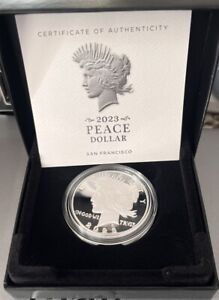 🔥 🔥 🔥 2023 S Proof Peace Silver Dollar $1 w/ Original Box & COA NEW 🔥 🔥 🔥