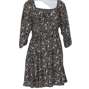 A.U.W. Women's floral dress long sleeve fit & flare lightweight  (NWT) Size S