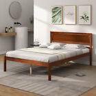 Full Size Wooden Platform Bed Frame with Headboard Mattress Foundation Walnut