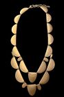 Matte Brushed Gold Tone Layered Egyptian Revival Scallop Scalloped Bib Necklace