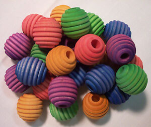 25 Bird Toy Parts Colored Wood Beads Wooden 1