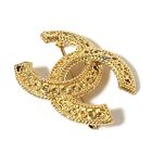 CHANEL CC Logos Used Pin Brooch Gold Plated 1108 France Vintage Auth