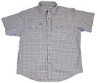 Poncho Button Up Shirt Men's XL Short Sleeve Magnetic Pockets Blue Plaid