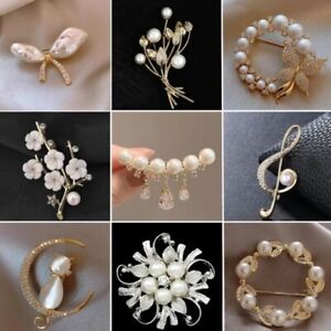 Fashion Bouquet Pearl Crystal Flower Brooch Pin Women Wedding Party Jewelry Gift