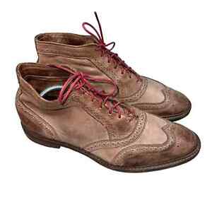 Allen Edmonds Size 11.5 Mens Brown Distressed Leather Cronmok Lace Up Shoes