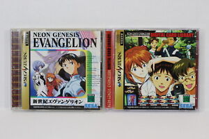 Lot 2 Neon Genesis Evangelion & Digital Card Library SEGA Saturn SS Japan Import