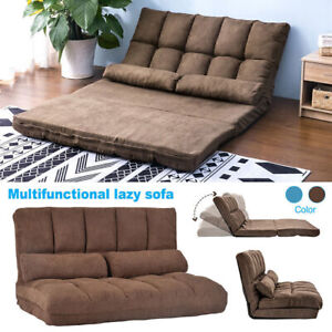 Floor Sofa Bed Adjustable Folding Leisure Futon Sofa with Two Pillows US Stock