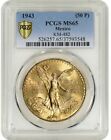 1943 MEXICO 50 PESOS 1.2 Oz. GOLD COIN PCGS MS65 SCARCE LOWEST MINTAGE KEY DATE