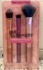 Real Techniques Brush Set 2.0 Essentials for Eyes Face and Cheeks 3 Pcs New
