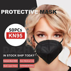 50 Pcs Black KN95 Face Mask 5 Layer  Disposable Respirator CAship