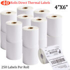 40 Rolls 4x6 Direct Thermal Labels 250/Roll For Zebra Eltron LP2844 ZP450 US