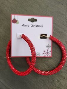 Large red hoop earrings BRAND NEW