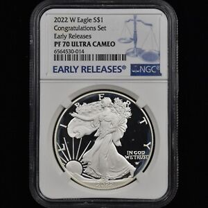 2022-W $1 PROOF SILVER EAGLE ✪ NGC PF-70 ✪ CONGRATULATIONS ER MILK SPOT◢TRUSTED◣