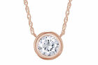 Sterling Silver Womens Solitaire Bezel-Set White Crystal CZ Pendant Necklace