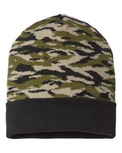 CAP AMERICA Men USA-Made Camo adjustable Cuffed Beanie Hat Warm 12