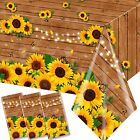 Sunflower Birthday Party Decorations-3Pcs Sunflower Wood Grain Tablecloth Pla...