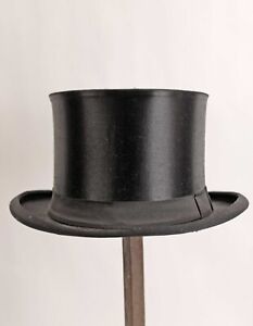 VICTORIAN COLLAPSIBLE MENS SILK PLUSH TOP HAT, 1890s