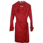Bebe Satin Double-Button Belted Trench Coat Deep Pink Size M