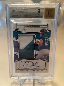 2021 National Treasures Trevor Lawrence Rookie Patch Auto Purple 8/49 RPA BGS 9