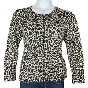 Apt 9 Cardigan Sweater XL Cashmere Animal Print Leopard Cheetah Capsule Work