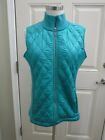 PRANA DIVA M Green Teal Quilted Ribbed Sherpa Lined Zip Snow Casual Jacket Vest