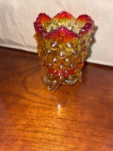 Vintage Amberina  Hobnail Toothpick Holder With Glow