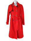 River Island Vibrant Red Trench Coat / Mac UK Size 10 Double Breasted Belted