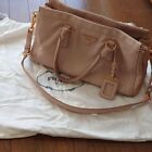 PRADA Saffiano Leather Shoulder Bag Pink Beige Women Auth Made in Italy