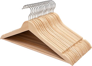 Wooden Hangers 20 Pack, Natural Wood Hangers with 360° Swivel Hook and Notches,