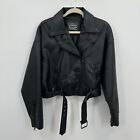 Levi's Women's Small Black Faux-Leather Cropped Moto Jacket NWOT