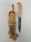 Vintage Yllas Finnish Puukko Nordic Wood Handle Sami Knife & Reindeer Fur Sheath