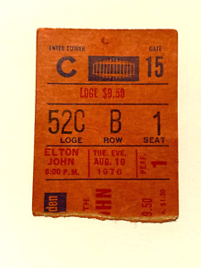 ELTON JOHN Ticket Stub Madison Square Garden MSG 8/10/76