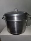 6-8 Quart  Leyse Product Aluminum Co 3 Piece Steamer Pot Pan w/ Handles VTG