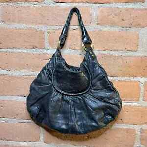 Anthropologie Ziordia black Leather oversized hobo handbag
